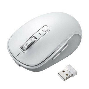 サンワサプライ 静音ワイヤレスブルーLEDマウス(充電式・5ボタン) ホワイト MA-WBS520W