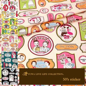 有輪商店 YUWA シャーティング "50's sticker" [C:Pink] / 生地 布 / 全5色 / 829953