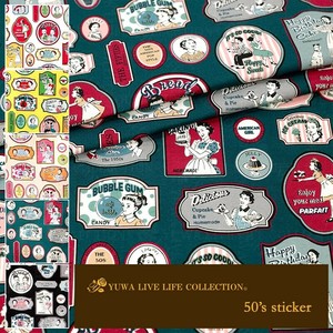 有輪商店 YUWA シャーティング "50's sticker" [D:Green] / 生地 布 / 全5色 / 829953