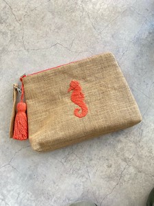 おすすめ★【SALE★在庫限り】両面手刺繍ジュート L / タツノオトシゴ（手刺繍）