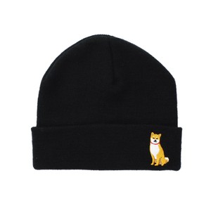フレンズヒル 刺繍ニット帽 シバオスワリニット ブラック YW-305-501
