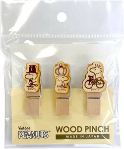 スヌーピー ウッドピンチ3個セット ウッドストック  日本製　文房具