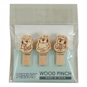 スヌーピー ウッドピンチ3個セット オラフ  日本製　文房具