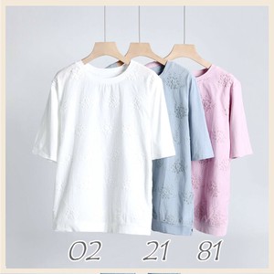 30702 綿素材　レース　布帛使い　Tシャツ　　レディス