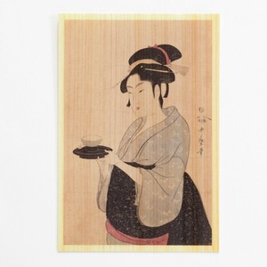 【日本製・ヒノキの香り】木のポストカード 喜多川歌麿 難波屋おきた 什器あり エシカル 日本文化