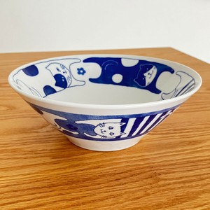 ねこまるけ グルグル 反らし型7.0鉢 [美濃焼 食器 日本製]