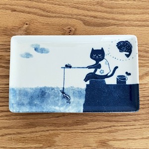 ねこまるけ エビデタイ 長角皿 [美濃焼 食器 日本製]