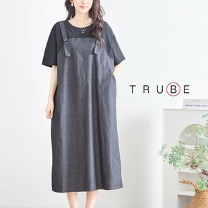 【2025新作】【M〜L】ストラップデニムライクサロペットドッキングワンピース(N83-192)（5号店）FM5