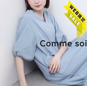 【SALE】■comme soi（コムソワ）■Vネックボリューム袖ロングワンピース 2025新作