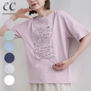 2025SS　ワッペン付き 英文デザイン チュニックTシャツ　2025新作　Economico