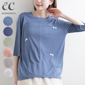2025SS　麻混 ボタンデザイン チュニックTシャツ　2025新作　Economico