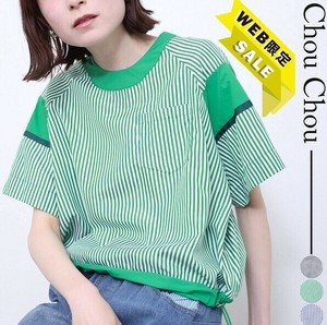 【SALE】異素材切替 ストライプTシャツ　2025人気  chouchou東京