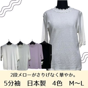 T 恤/上衣 2层 L尺寸 绉纱 4颜色 5分袖 日本制造