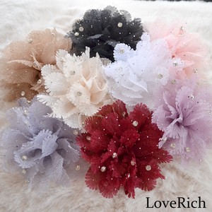 2042ラインストーンラメコサージュ ヘアアクセサリー 花魁 着物 浴衣 コサージュ 花 ブローチ 帯飾り