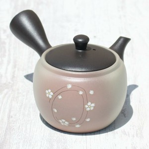 常滑焼（とこなめやき）　朱泥ピンクぼかし小花急須　ステンレス茶こし
