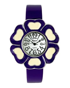 Analog Watch Ladies fashion Purple Bangle Flowers