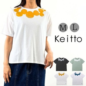 水玉 プリント Tシャツ カットソー  プルオーバー クルーネック プリントTシャツ np-kecz5384