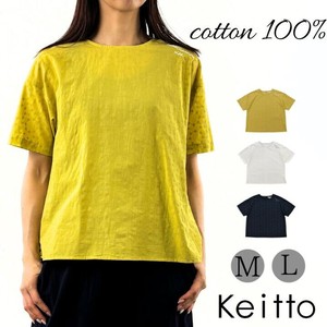T-shirt Crew Neck Printed Polka Dot Cut-and-sew
