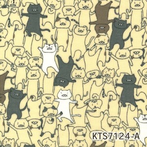 【新商品】ダブルガーゼ　KTS7124　フニャダンズ猫　全5色　/布　手づくり　ハンドメイド