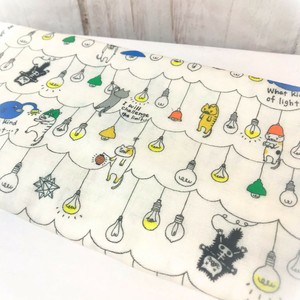 ダブルガーゼ　デジタルプリント　KDP119 電球ネコ　全1色　/布　手づくり　ハンドメイド