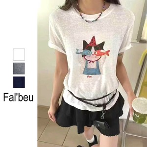 【新作】ユニークCatプリントTシャツ　カットソー　コットン100　3色展開