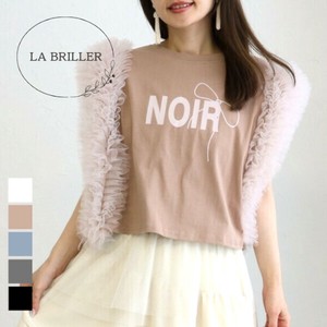 【LA BRILLER】2025新作！袖ボリュームチュールフリルロゴプルオーバー  noir