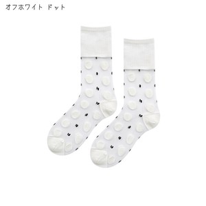 【現品50％オフ】WU1482s-ow-dot 2足セット シアーソックス  ドット ストライプ シースルーソックス 夏