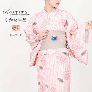 Kimono/Yukata single item Ladies fashion Pink Floral Pattern Cotton