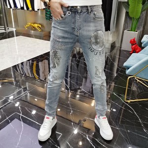 デニムパンツ  花柄 快適  メンズファッション    LX2478
