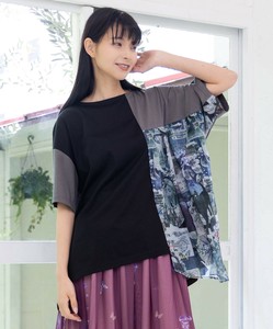 天体コラージュ柄切替プルオーバー