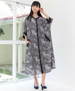 マーメイドのお部屋柄 総柄前開きワンピース