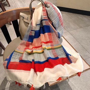 ※シミあり【OUTLET80%OFF】WU1034o カラフルショール タッセル 薄手 春 秋 民族風 カジュアル