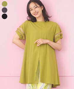 Tunic Tunic A-Line Mesh French Sleeve Switching [2025 NEW]