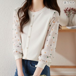 ※プリント汚れあり【OUTLET80%OFF】EH2753o-w カラフルドットシアー袖シャツ 長袖 カジュアル  春 夏