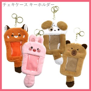 チェキ ケース ふわふわ キーホルダー ぬいぐるみ アニマル 動物 収納ケース キーリング かわいい