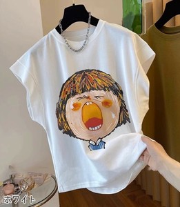 ※シミあり【OUTLET80%OFF】EH1331o-w-M ギャン泣き半袖Tシャツ フレンチスリーブ コットン100 女の子