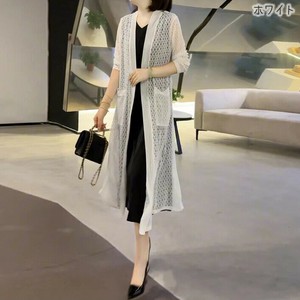 ※シミあり【OUTLET80%OFF】ONA3003o-w-XL ロングサマーニットコーディガン シアーニット ボタンなし