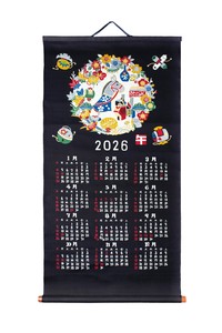 干支　掛軸カレンダー　巳年　民芸遠州紬　「2026年カレンダー」