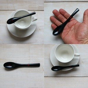 【落ち着きのある色合い】塗りのコーヒースプーン　小判型　黒系