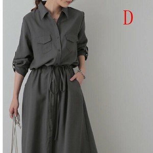 ワンピース 綿麻   長袖 ロング カジュアル   無地  ゆったり   レディース ファッション   DYLA733
