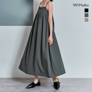 【イージーケア】【ストレッチ】ワンピース《ボリュームロングキャミワンピース 全3色 2サイズ》