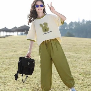 Tシャツ カジュアルパンツ 2点セット 半袖 無地 ゆったり 快適 女の子 ファッション MBQ1529