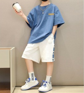 Tシャツ ショートパンツ 2点セット 半袖 ラウンドネック 無地 ゆったり 快適 男の子 ファッション  MBQ1536