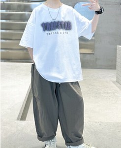 Tシャツ カジュアルパンツ 2点セット ラウンドネック 半袖 無地 ゆったり 快適 男の子  MBQ1537