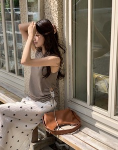 T-shirt Sleeveless Tops Drawstring [S/S NEW]