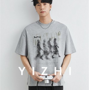 P22136ヴィンテージ プリント メンズ 男 トップス  韓国風Tシャツ 2025春夏新作 ラウンドネック 半袖