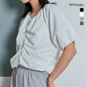 【冷涼】【軽量】【ストレッチ】ブラウス《シャーリングハーフスリーブブラウス 全4色 2サイズ》