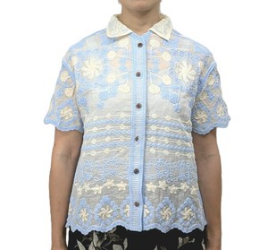 Button Shirt/Blouse Flower Floral Pattern Casual Short Sleeve Shirt