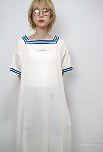 コードコットン 刺繍　マリンワンピース