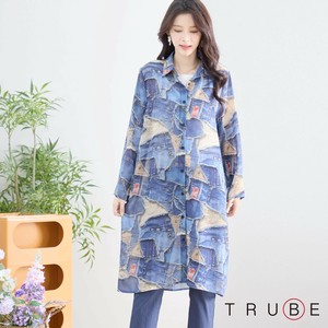 【2025新作】【M〜L】デニム柄シアーロングシャツ(N73-075) (5号店) FM5